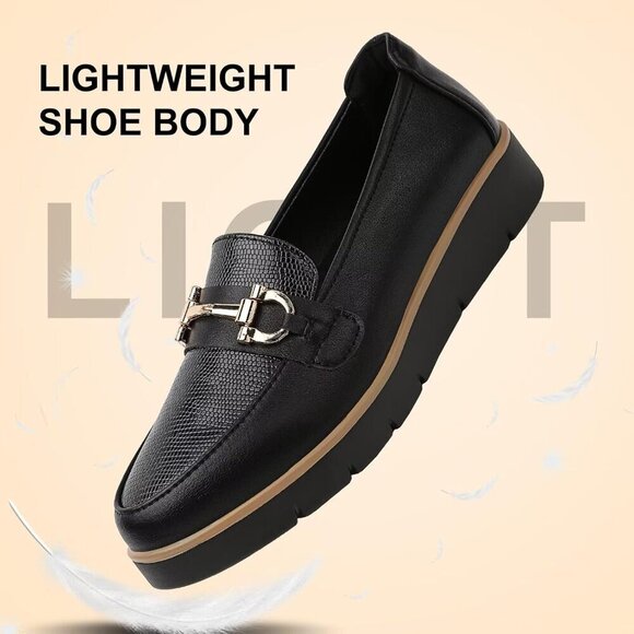 Women's Leather Loafers Casual Flats Slip-On Comfortable Work Shoes - Picture 3 of 7